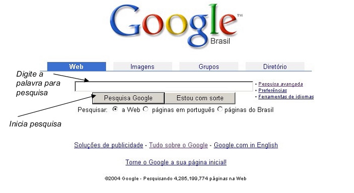 Como fazer a pesquisa Digite na barra de endereço o endereço do site de pesquisa. Por exemplo: www.google.com.