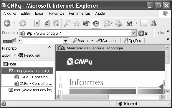 Com base no texto I, julgue os itens subseqüentes, relativos ao Internet Explorer 6.