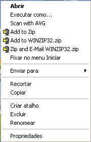 Figura 5 Clique com o botão direito no ícone do winzip.