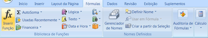Guia Fórmulas Guia Dados Guia Revisão Guia Exibição Guia