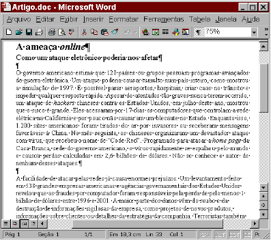 http://www.creadf.org.br. Considerando essa figura, julgue os itens subseqüentes, acerca do Word 2000.