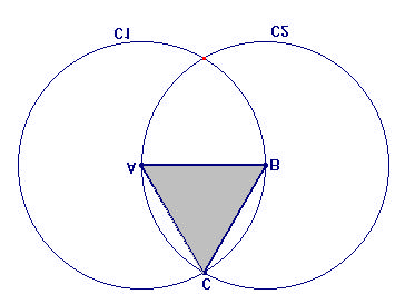 44 Figura 4 Seja AB o segmento dado. Pede-se um triângulo equilátero, construído sobre AB. Trace-se uma circunferência de centro em A e distância (raio) AB; seja C1 essa circunferência (Postulado 3).