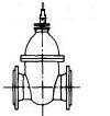 Fig. RG2 - Vistas em corte de registros de gaveta com bolsas, pontas e flanges, respectivamente Em função do acionamento de manobras, são fornecidos com cabeçote ou com volante (Fig. RG3).