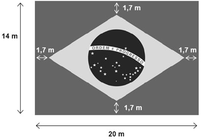 Matemática 3 GEOMETRIA PLANA 01. A bandeira do Brasil, hasteada na Praça dos Três Poderes, em Brasília, é uma das maiores bandeiras hasteadas do mundo.