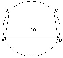 13. A figura representa um trapézio ABCD de bases AB e CD, inscrito em uma circunferência cujo centro O está no interior do trapézio. Sabe-se que AB = 4, CD = e AC = 3.