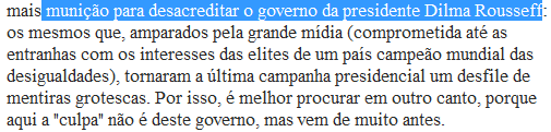 16), em consonância, aponta para uma possível questão histórica na formação ideológica do PT que teria levado o partido a se tornar patologicamente representante de uma esquerdopata-sindical, a qual,