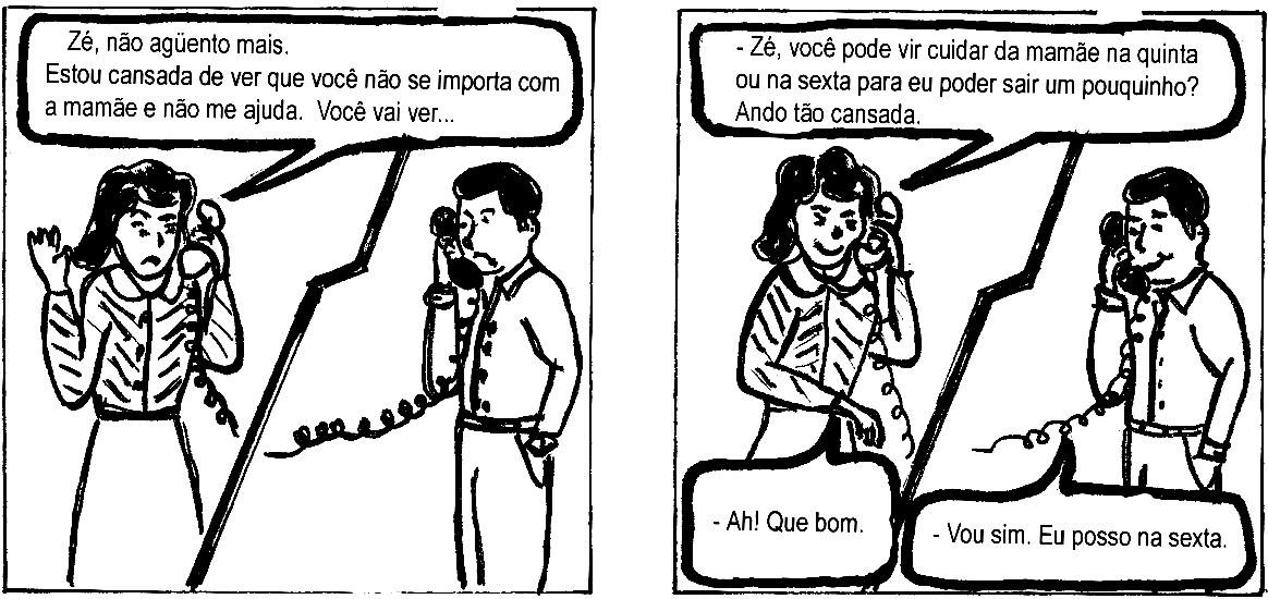 3. Como agem os cuidadores familiares quando decidem cuidar-se 3.1. Pedem ajuda a outros familiares Você pode pensar, pedir ajuda? É obrigação dele/dela!