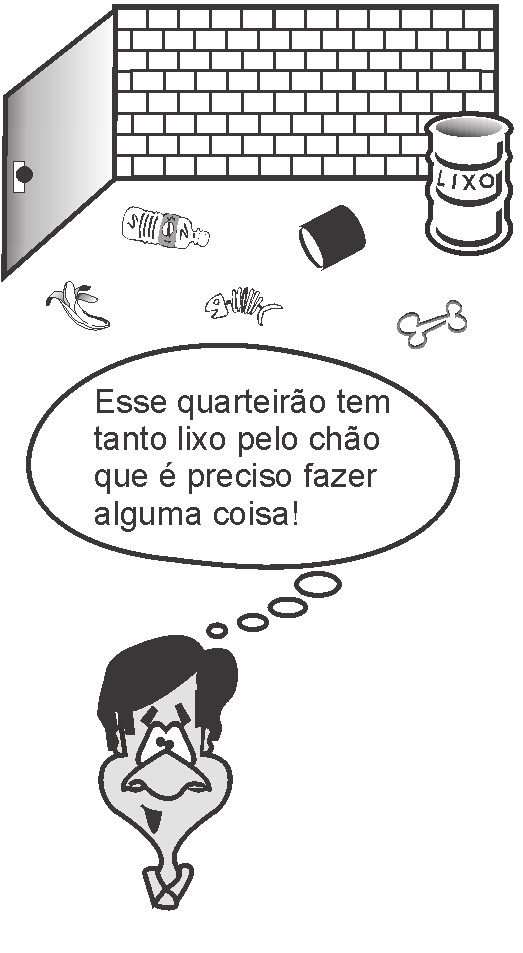 ); sobre o conhecimento que as pessoas têm sobre coleta seletiva e se praticam a coleta seletiva; sobre os insetos mais freqüentes nas casas desse quarteirão e na parte externa às moradias; O grupo