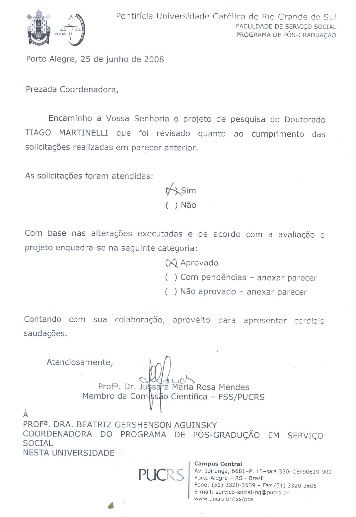 ANEXO A Carta de aprovação