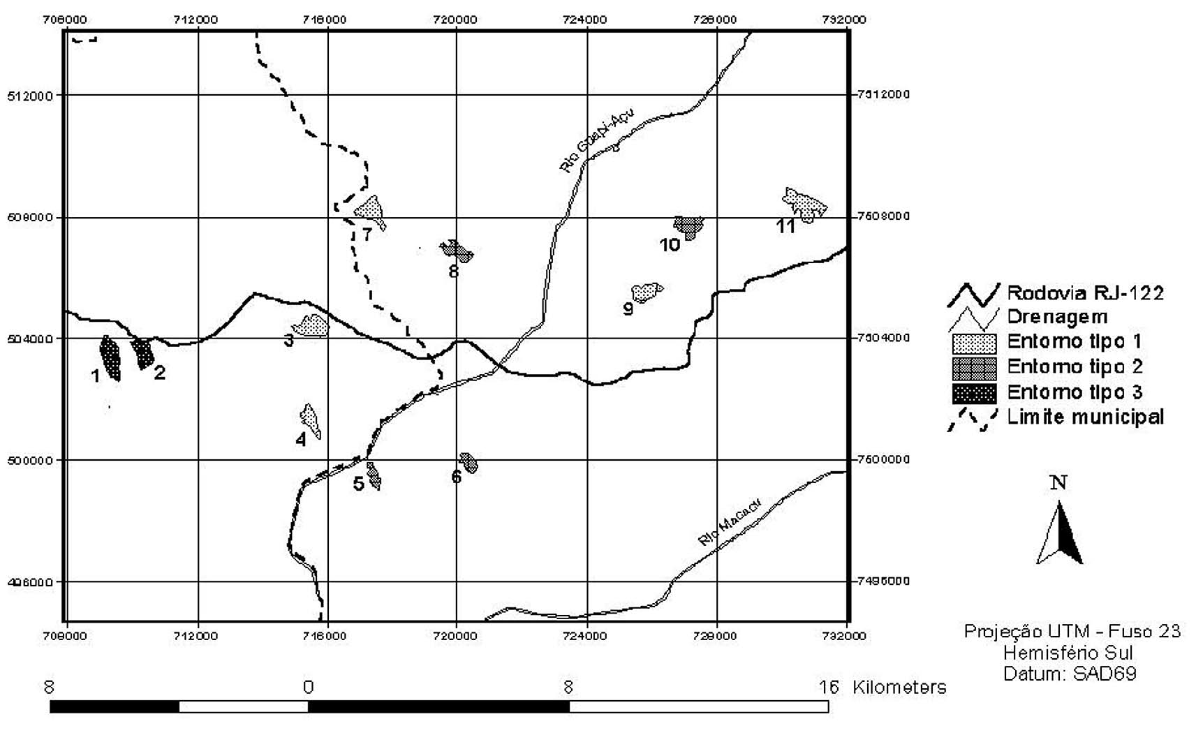 18 Configuração espacial em fragmentos florestais Figura 4 Tipos de entorno dos fragmentos estudados (Border types of studied patches) Processos históricos de povoamento Os padrões de ocupação humana