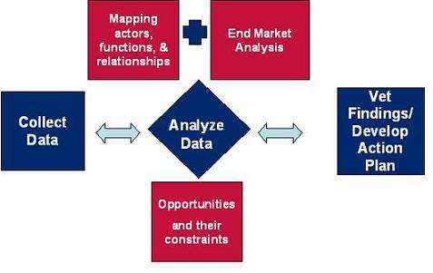 Figura 15 Passo da análise da cadeia de valor A Análise da Cadeia de Valor é um processo que exige quatro passos interligados: recolha de dados e investigação, planeamento da cadeia de valor, análise