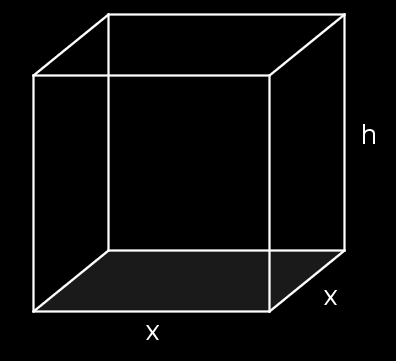 Figura 1: Caixa Aberta Solução: A área lateral da caixa mede A L = 4xh e a área da base mede A B = x. Neste problema, o custo total é obtido multiplicando a medida da área (em cm ) pelo custo do cm.