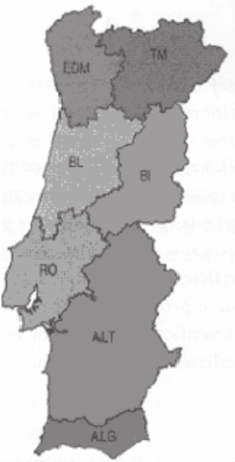 NOVOS PRODUTOS DE VALOR ACRESCENTADO Beira Litoral (BL); Beira Interior (BI); Região do Oeste (RO); Alentejo (ALT); Algarve (ALG). Figura 1.
