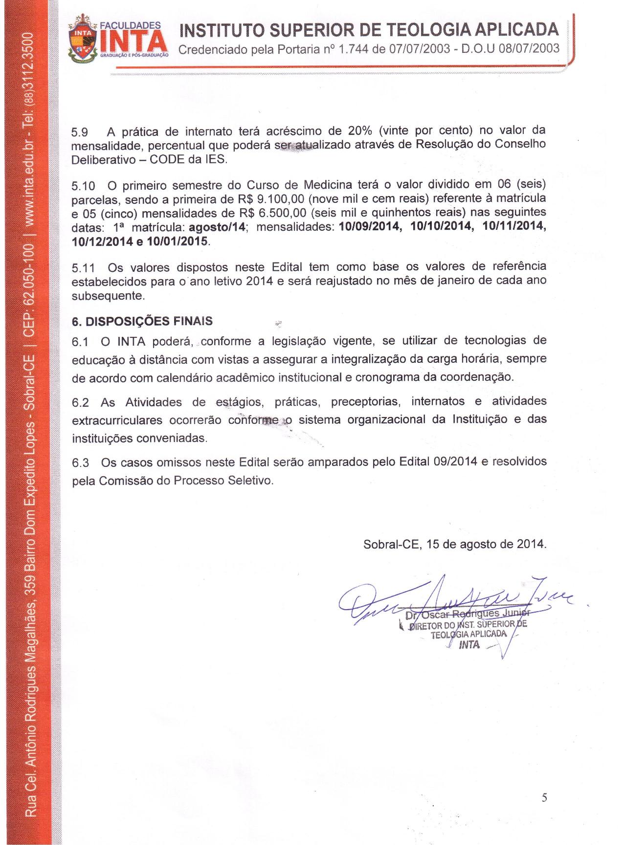 FACULDADES INSTITUTO SUPERIOR DE TEOLOGIAAPLICADA J ~EIA Credenciado pela Portaria no1.744 de 07107/2003 ~ D.O.U 08/07/2003 5.