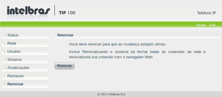 Configuração de fábrica Restaura os parâmetros predefinidos de fábrica.