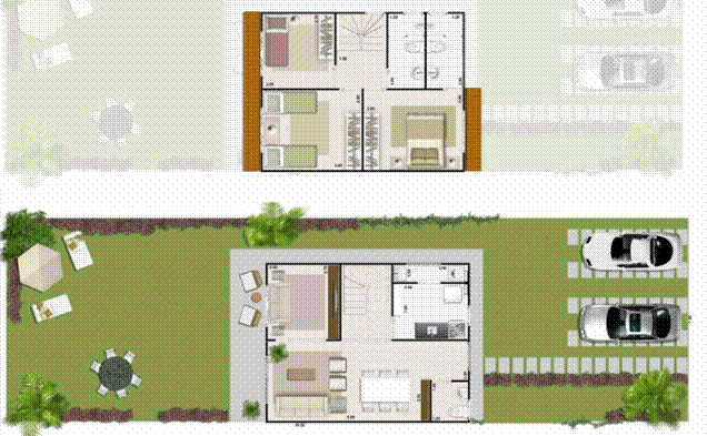 A casa Açaí térrea isolada com área de 109,58m², que