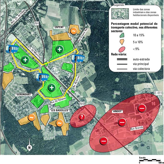 hierarquizada e coerente. > Integração multimodal a assegurar, mediante ordenamentos coerentes. Projet de Ville, Volet Déplacements du P.D.U, Aulnay-sous-Bois (França), Transitec, 2004 figura DMP39 d.