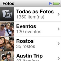 Para apagar as fotos selecionadas: 1 No itunes, selecione o ipod nano na lista de dispositivos e clique na aba Fotos. 2 Selecione Álbuns, eventos e rostos selecionados.