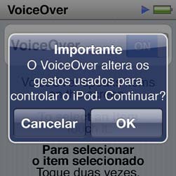 Isso não afeta a velocidade da fala em audiolivros e podcasts. Idioma: Define o idioma para o VoiceOver. Isso deve coincidir com o idioma definido para o ipod nano.