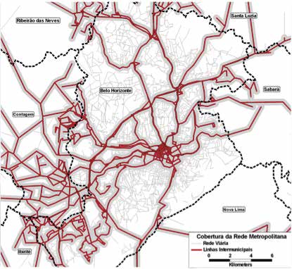 110 Plano de Mobilidade Urbana de Belo Horizonte Relatório Final Figura 56: Cobertura da Rede Intermunicipal de Transporte Coletivo Figura 57: Configuração Espacial do Sistema Municipal (Densidade da