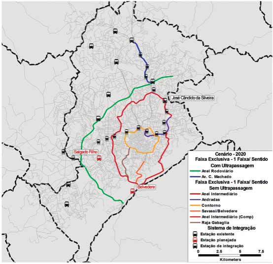 64 Plano de Mobilidade Urbana de Belo Horizonte Relatório Final As linhas que compõem os sistemas troncais previstos para este cenário, são mostradas na