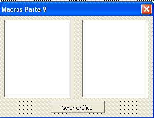 Bertolo Lições de VBA do Excel 299 Elabore o seguinte formulário com o seguinte código, para observar os diferentes tipos de gráficos e a forma em que se acomodam os dados: Desenhe duas Listbox e um