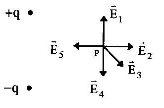 Qual o vetor que melhor indica o sentido do campo elétrico no ponto P?