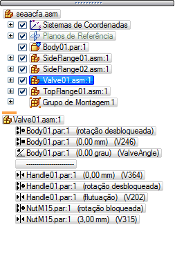 Lição 2 Montagem do Solid Edge Linha tracejada no painel inferior Frequentemente, uma linha tracejada é exibida entre conjuntos de relações no painel inferior do PathFinder.