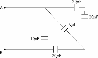 (UFPel-RS) Cinco capacitores estão associados, como mostra a figura abaixo.