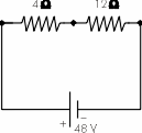 113. Uma d.d.p. contínua e constante é aplicada sobre dois resistores conforme representa o esquema abaixo. A diferença de potencial, em volts, entre os pontos A e B do circuito, vale: a) 20. b) 15.