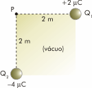 49. Determine o potencial resultante no ponto P, imerso no campo elétrico das cargas elétricas Q 1 e Q 2. Dado: 9 K 0 = 9.10 (unidades SI) R: -9.10-3 V 50. (UFSC) Sabendo que V AB = V A V B, que a d.