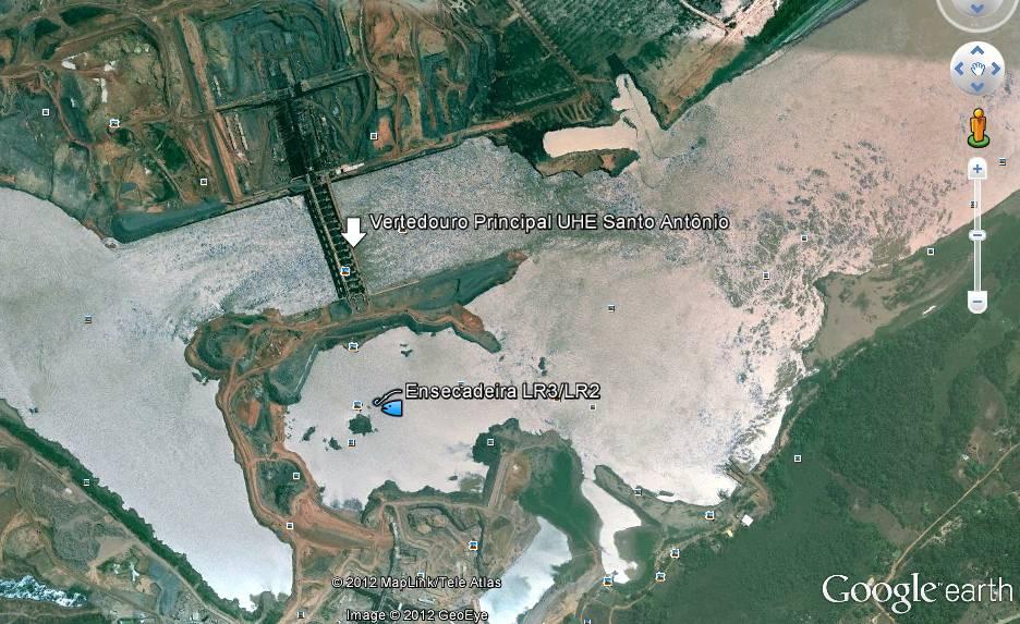 6 Mapa 1 Detalhe da localização do Vertedouro Principal da UHE Santo Antônio, onde serão