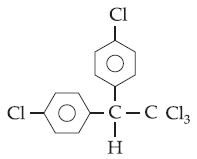 13 (FCC-SP) DDT, representado pela fórmula: pode ser obtido por meio da reação entre monoclorobenzeno e aldeído tricloroacético.