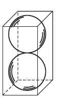 a) 0,44 b),06 c) 0,06 (correta) d) 0,6 e),44 Sendo R o raio das esferas, temos que R =6cm logo R= cm. A altura do paralelepípedo é igual a 4R = cm.