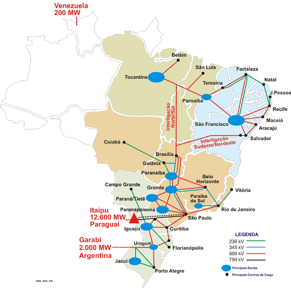 Sistema Interligado Nacional (SIN); é formado pelas redes de distribuição, transmissão e DIT s, das regiões Sul, Sudeste, Centro-Oeste, Nordeste e parte da região Norte (ver notas nº. 8 e 9, pág.