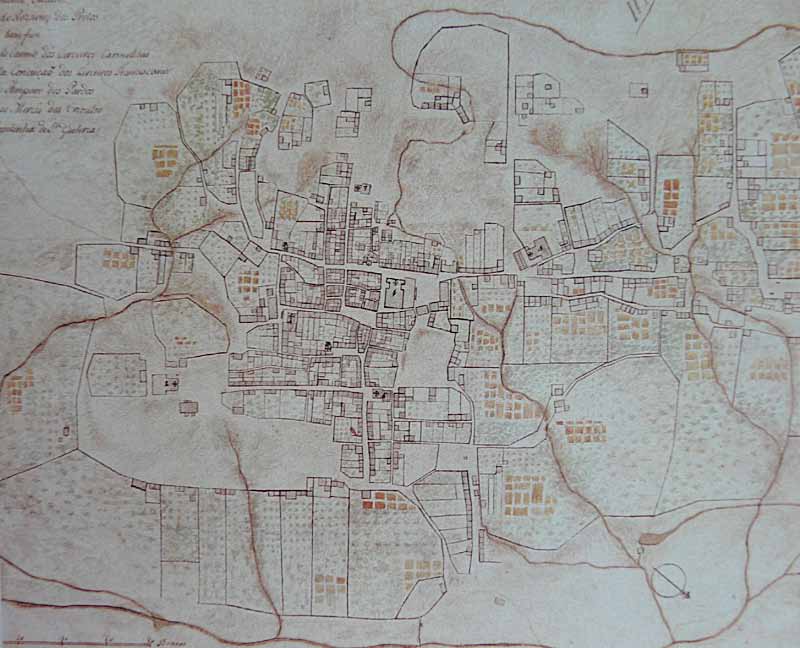 14.A informação no canto do desenho indica a data de 1784, apesar dos autores indicarem a data de 1772. Figura 8: Arraial do Tijuco [1784 14 ]. Fonte: Pessôa (2007).