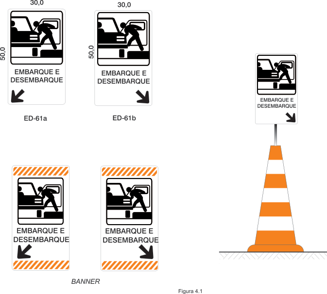 SERVIÇO 4.2. 4.2. CARACTERÍSTICA DA SINALIZAÇÃO A sinalização para estabelecimentos com serviços de valet não habitual é composta por cones que devem atender ao disposto no item 3.