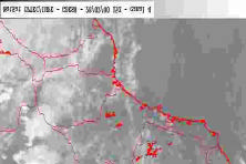 Imagens setorizadas da região sudeste obtidas pelo GOES-8 (infravermelho termal) no dia 28/02/2000 (a) 12:00Z, (b) 15:00Z e (c) 18:00Z.