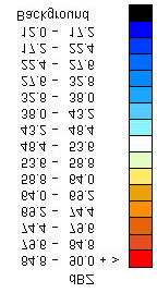 a escala de variação em dbz indicando a linha de convecção (áreas em azul) e nuvens convectivas fortes (áreas em laranja), nos seguintes horários: (a) 17:52 Z, (b) 18:12 Z, (c)18:20 Z, (d) 18:32 Z,