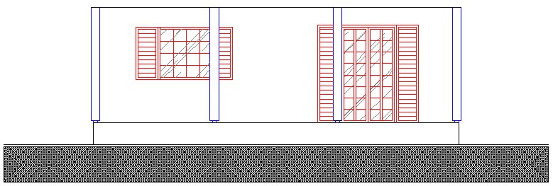 j) Desenhe o telhado (altura 1,85m);