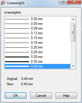 A cor aqui selecionada que leva-se em considração para a plotagem conforme os padrões do AutoCAD R14. O AutoCAD permite usar 256 cores para a configuração de layers. 11.