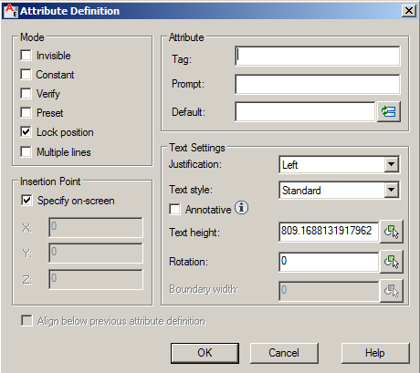 14.1 - O comando Define Attributes Acesso: Draw> Block> Define Attributes. Modo Simplificado: ATTDEF (via Teclado) Os atributos devem ser definidos antes que um bloco seja salvo.