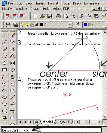 8 Observe que a reta mediatriz foi desenhada, então você não precisa mais dos dois círculos. Para apagá-los, clique sobre eles. Observe que eles aparecem selecionados (em tracejado).