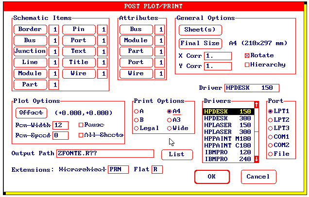 fig. 9 SETUP: Permite configurar o programa em todos os aspectos, tais como definição do tamanho dos grids, bibliotecas de componentes, aspecto da área de trabalho no que diz respeito as cores etc.