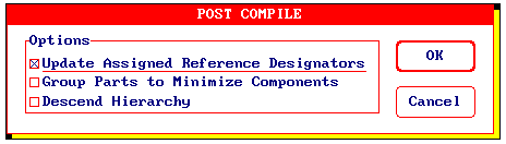 Compile: cria um arquivo compilado com a extensão.cmp, solucionando os problemas de numeração dos componentes. Assim, qualquer componente não identificado (R?, C?, etc.