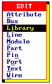 Enquanto que a interface Sheet Editor é utilizada para a elaboração de esquemas, a interface Library Editor é utilizada para criar componentes, que serão incluídos nas bibliotecas.