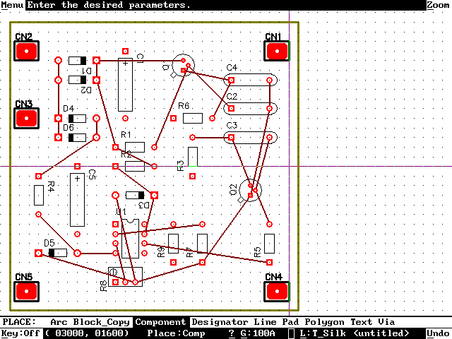 Estas linhas ainda não roteadas pertencem ao layer Conns (portanto, esse layer deve estar habilitado) e auxilia o projetista a posicionar os componentes nas áreas de menor densidade.