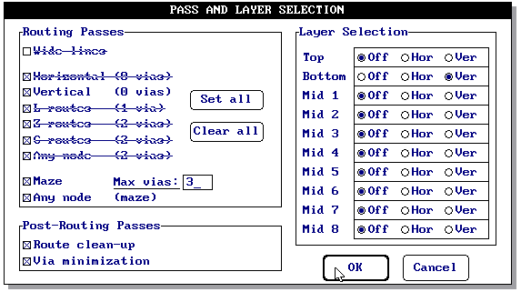 Layer Selection: Permite habilitar as camadas de acordo com as necessidaddes do projeto.