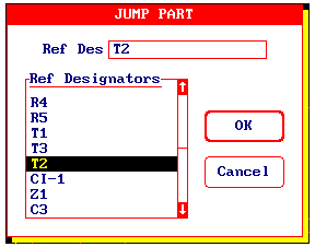 JUMP: Permite um acesso imediato a qualquer parte do esquema, através de uma listagem de componentes, ligações, textos, etc. A figura 5 ilustra a listagem de componentes de um determinado esquema.