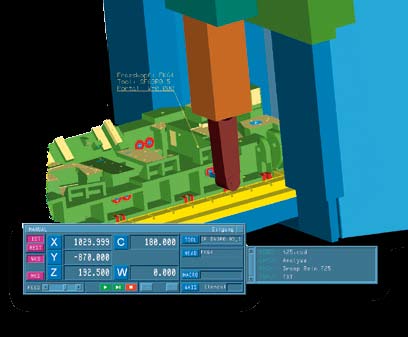 Graças a isto, o utilizador tem a possibilidade de simular mediante máquinas virtuais o processo completo de maquinação e realizar alterações nos grampos de aperto das peças, na ferramenta ou na